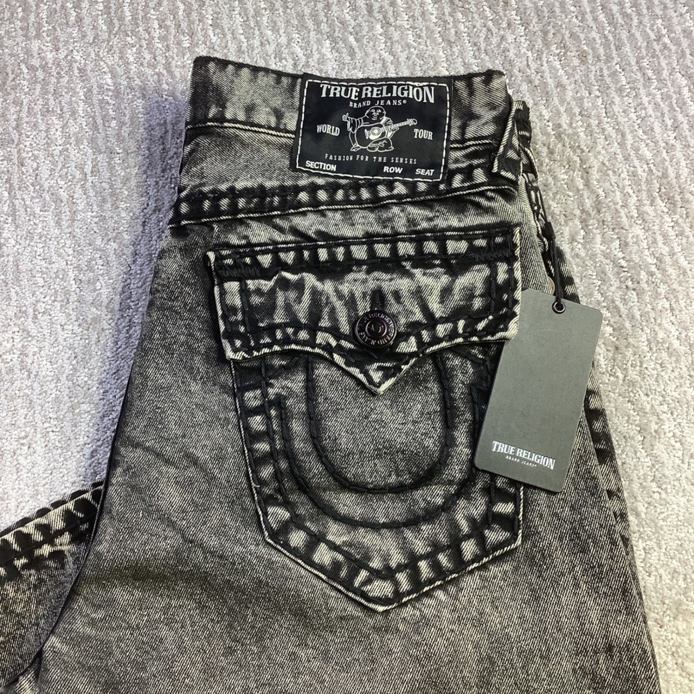 True Religion Vinny Super T Flap Ultra Baggy Jeans Acid Wash Mens 32 x 32 NWT